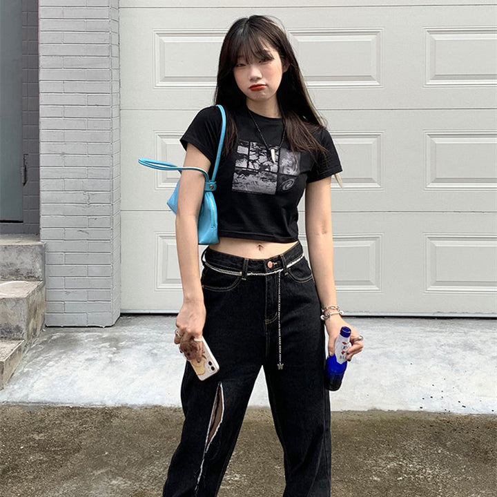 Kvinnors kortärmad t-shirt med kreativ grafisk design Mirla-Eva Jonsson