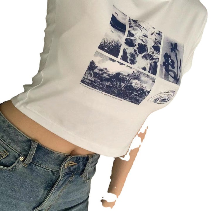 Kvinnors kortärmad t-shirt med kreativ grafisk design Mirla-Eva Jonsson