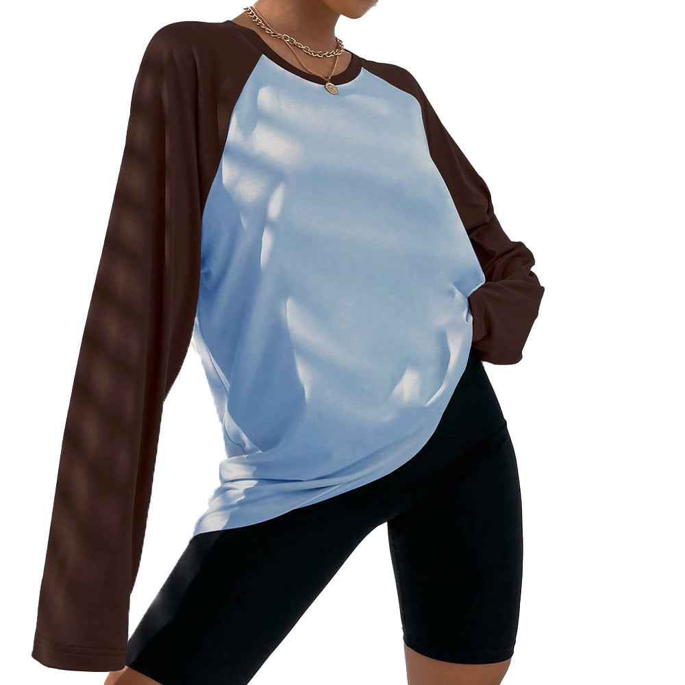Kvinnors långärmad T-shirt med sportig raglanutseende och trendig färgblockdesign Mirla-Eva Jonsson