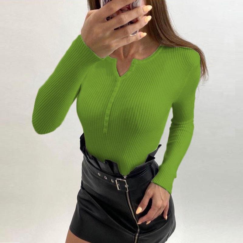 Kvinnors långärmad V-hals topp med texturerad ribbad look Mirla-Eva Jonsson