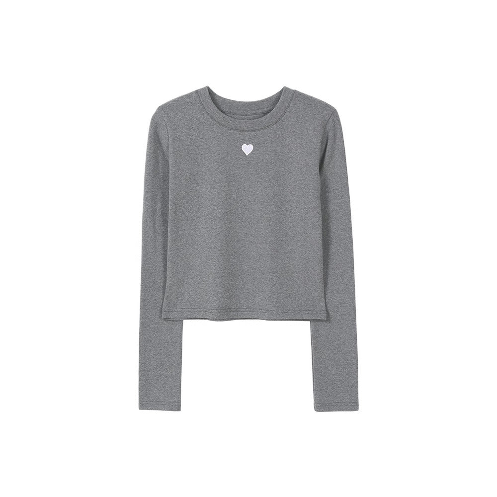 Kvinnors långärmad bas t-shirt med modernt hjärtmotiv Mirla-Eva Jonsson