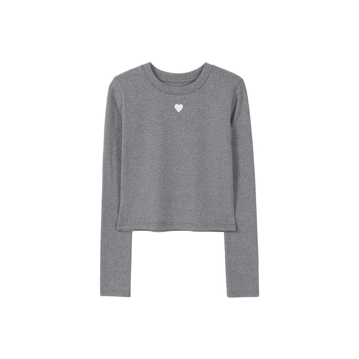 Kvinnors långärmad bas t-shirt med modernt hjärtmotiv Mirla-Eva Jonsson