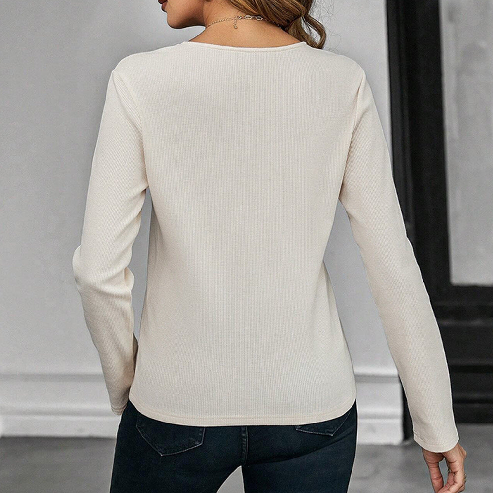 Kvinnors långärmad bodysuit med nyckelhål och elegant ribbat stickat Mirla-Eva Jonsson