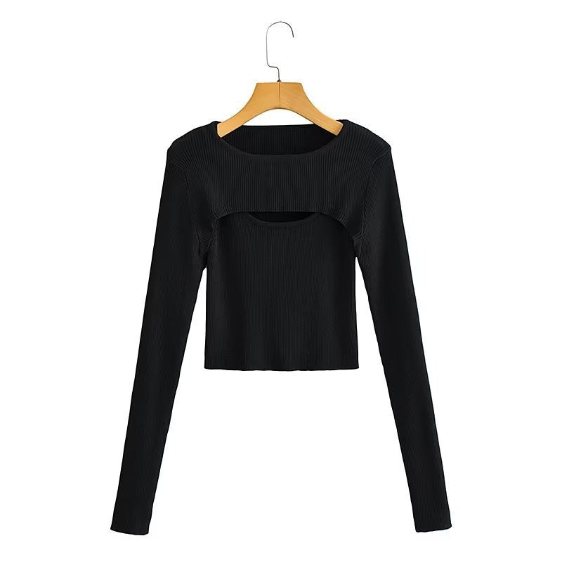 Kvinnors långärmad crop top med sofistikerad skärdesign Mirla-Eva Jonsson