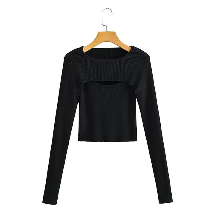 Kvinnors långärmad crop top med sofistikerad skärdesign Mirla-Eva Jonsson