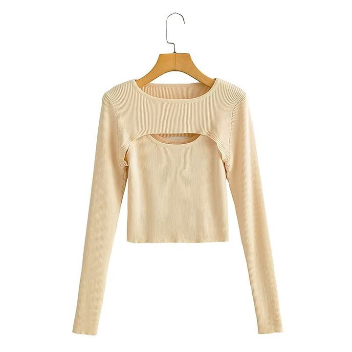 Kvinnors långärmad crop top med sofistikerad skärdesign Mirla-Eva Jonsson