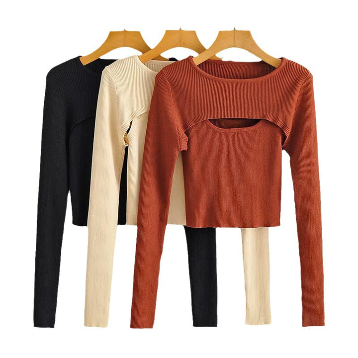 Kvinnors långärmad crop top med sofistikerad skärdesign Mirla-Eva Jonsson