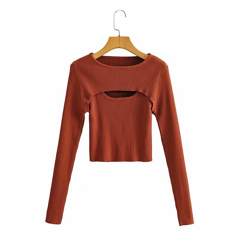 Kvinnors långärmad crop top med sofistikerad skärdesign Mirla-Eva Jonsson