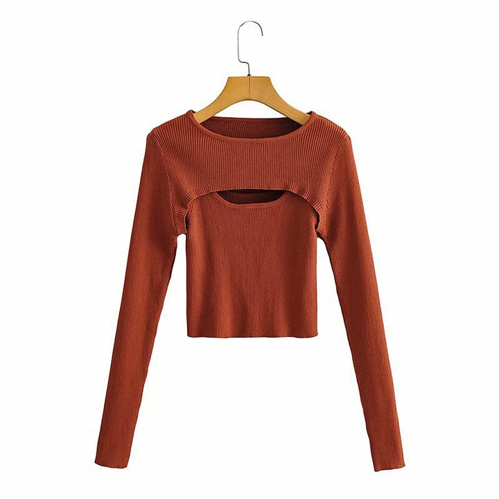 Kvinnors långärmad crop top med sofistikerad skärdesign Mirla-Eva Jonsson