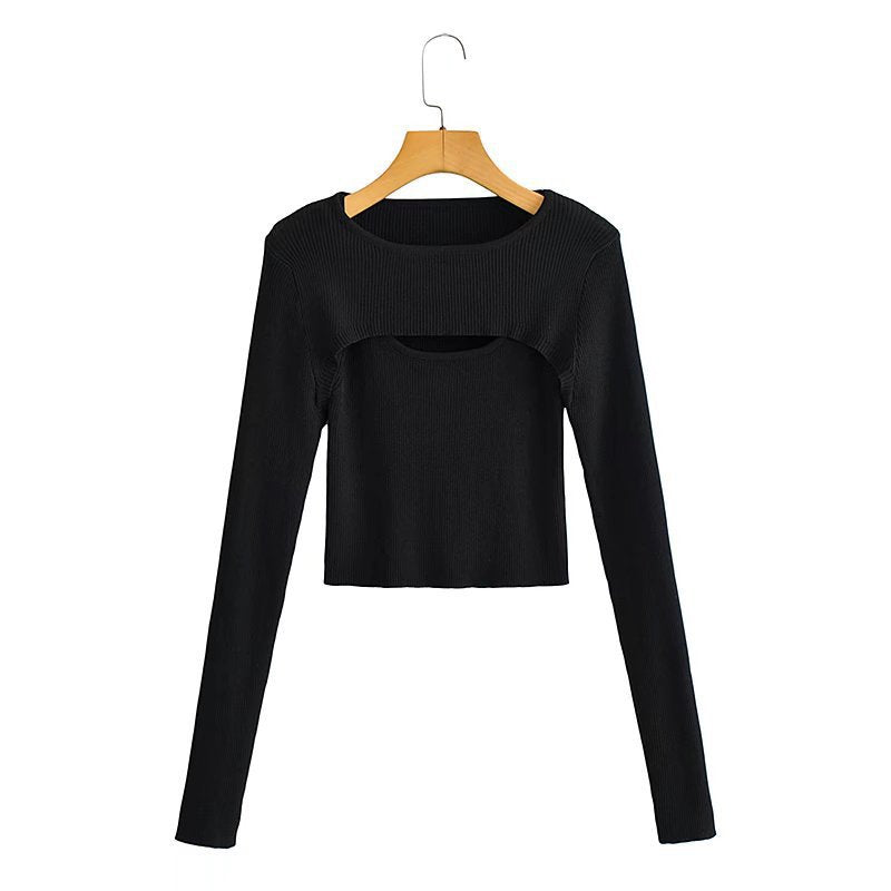 Kvinnors långärmad crop top med sofistikerad skärdesign Mirla-Eva Jonsson
