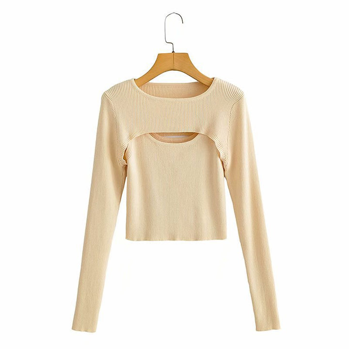 Kvinnors långärmad crop top med sofistikerad skärdesign Mirla-Eva Jonsson