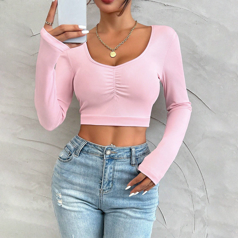 Kvinnors långärmad cropped topp med rynkor Mirla-Eva Jonsson
