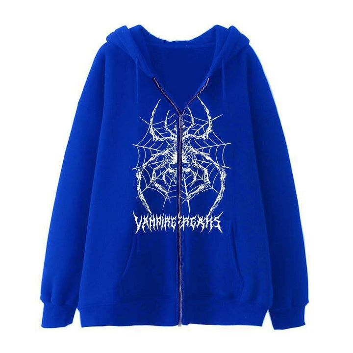 Kvinnors långärmad hoodiejacka med detaljerat spidermotiv Mirla-Eva Jonsson
