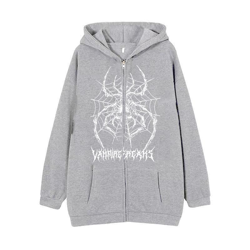 Kvinnors långärmad hoodiejacka med detaljerat spidermotiv Mirla-Eva Jonsson