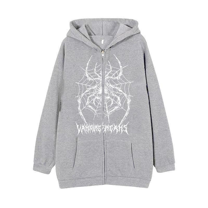 Kvinnors långärmad hoodiejacka med detaljerat spidermotiv Mirla-Eva Jonsson