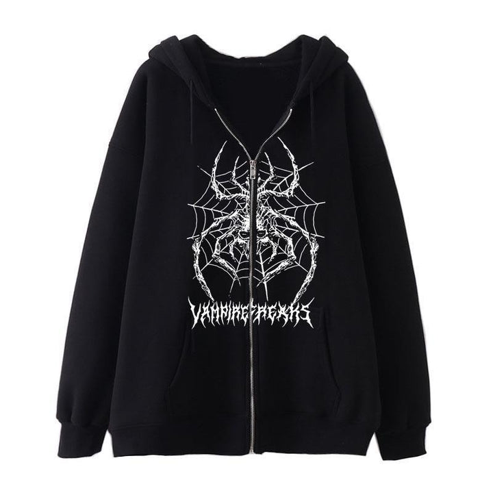 Kvinnors långärmad hoodiejacka med detaljerat spidermotiv Mirla-Eva Jonsson
