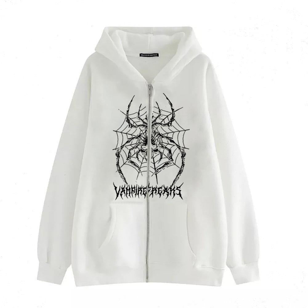 Kvinnors långärmad hoodiejacka med detaljerat spidermotiv Mirla-Eva Jonsson