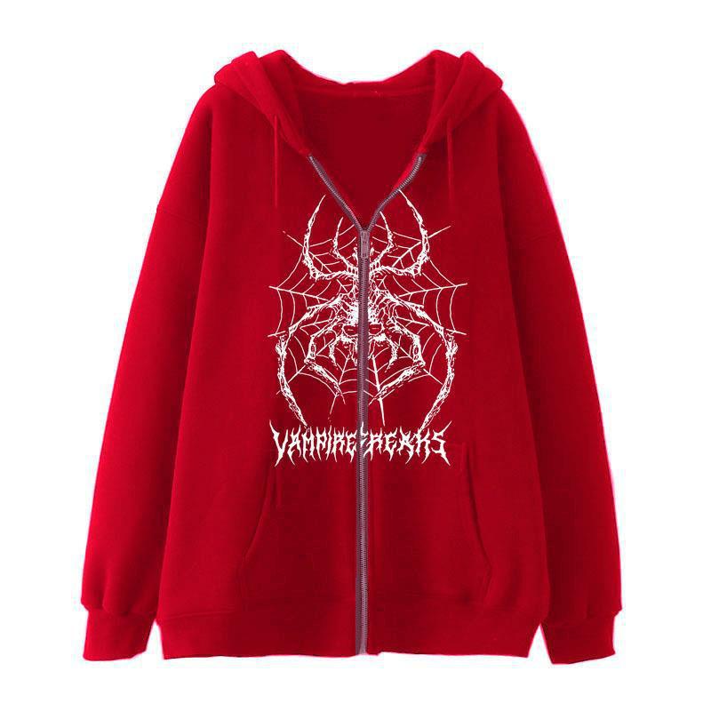Kvinnors långärmad hoodiejacka med detaljerat spidermotiv Mirla-Eva Jonsson