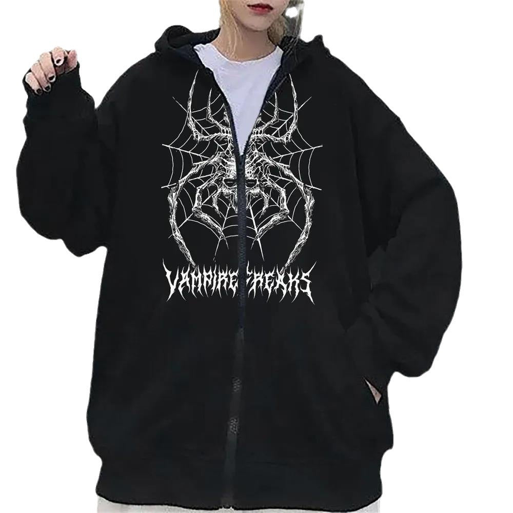 Kvinnors långärmad hoodiejacka med detaljerat spidermotiv Mirla-Eva Jonsson