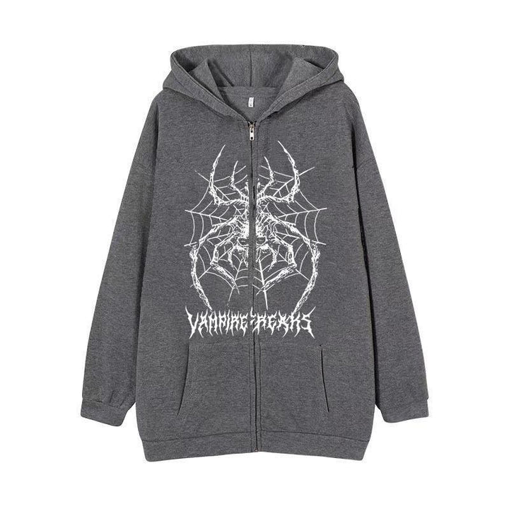 Kvinnors långärmad hoodiejacka med detaljerat spidermotiv Mirla-Eva Jonsson