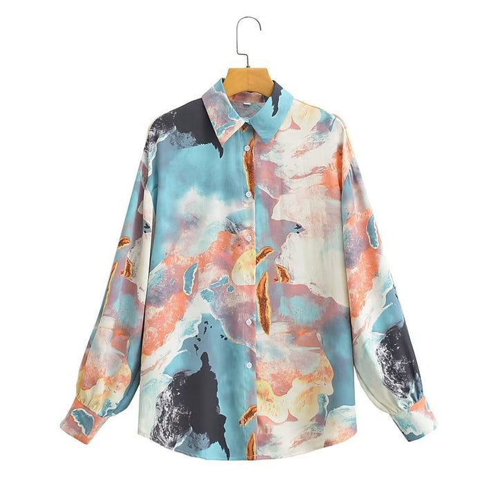 Kvinnors långärmad sidenblus med modern gradient-Eva Jonsson