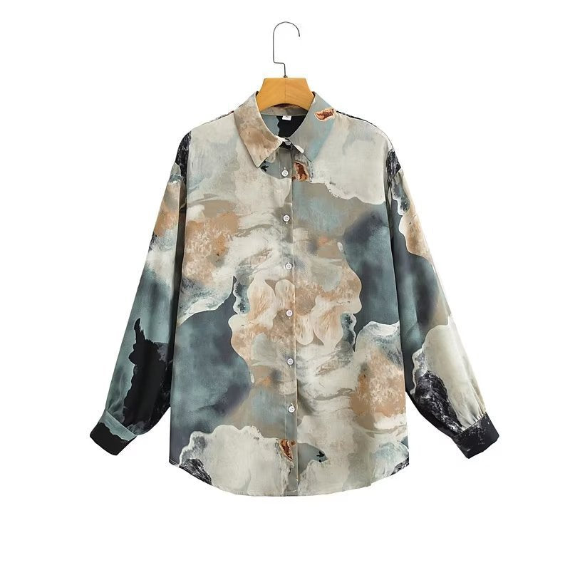 Kvinnors långärmad sidenblus med modern gradient-Eva Jonsson