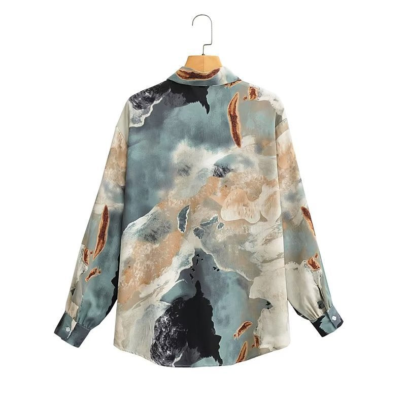 Kvinnors långärmad sidenblus med modern gradient-Eva Jonsson