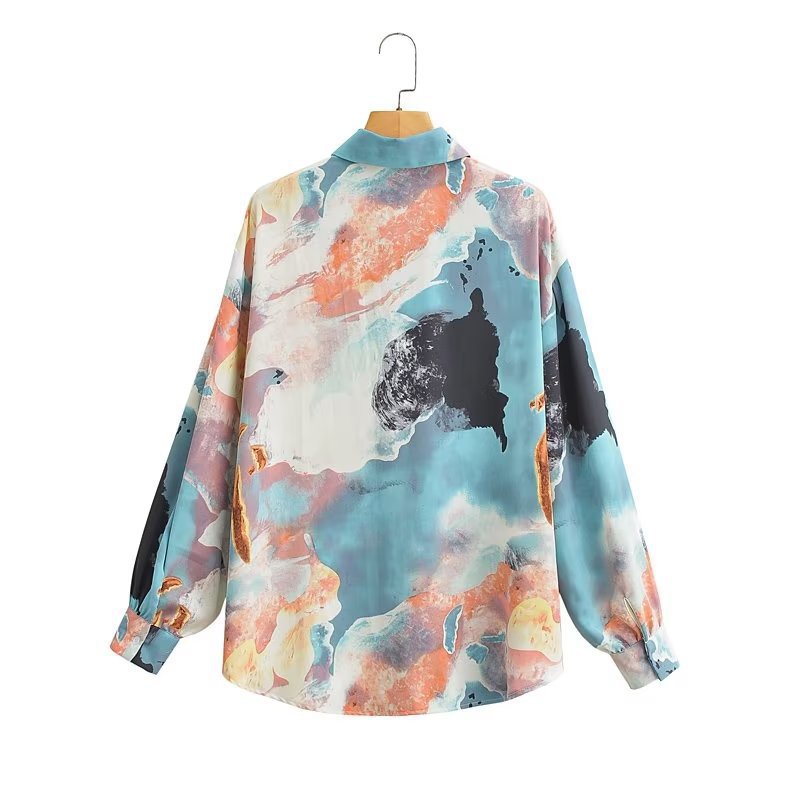 Kvinnors långärmad sidenblus med modern gradient-Eva Jonsson