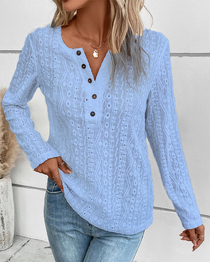 Kvinnors långärmad skjorta med nostalgisk knappprecision Mirla-Eva Jonsson