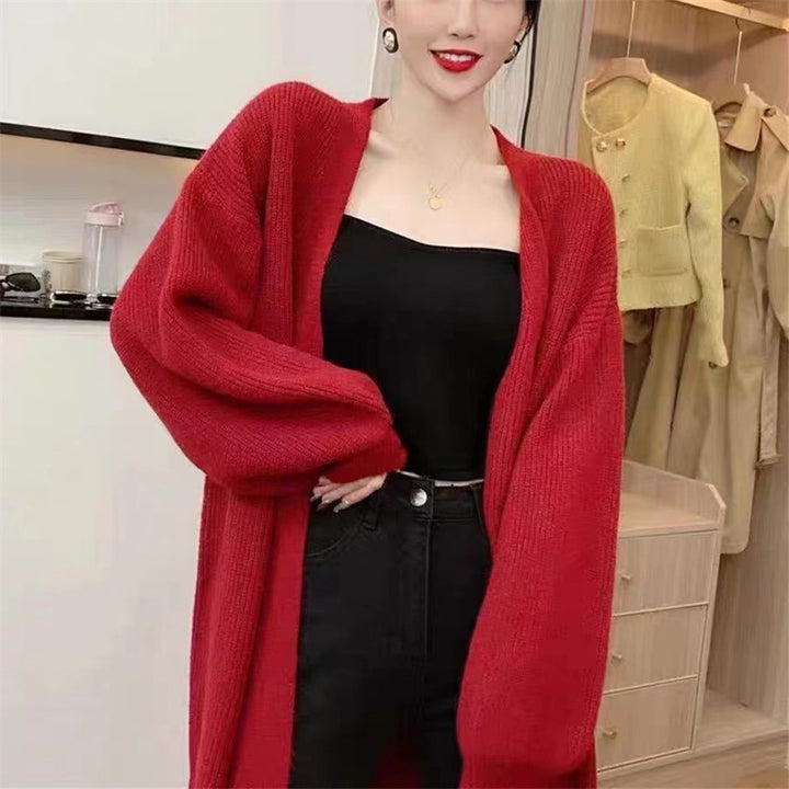 Kvinnors långärmad stickad cardigan med mjukt och voluminöst material Mirla-Eva Jonsson