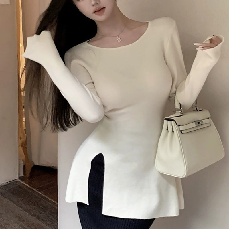 Kvinnors långärmad topp med asymmetrisk skärning och elegant detalj-Eva Jonsson