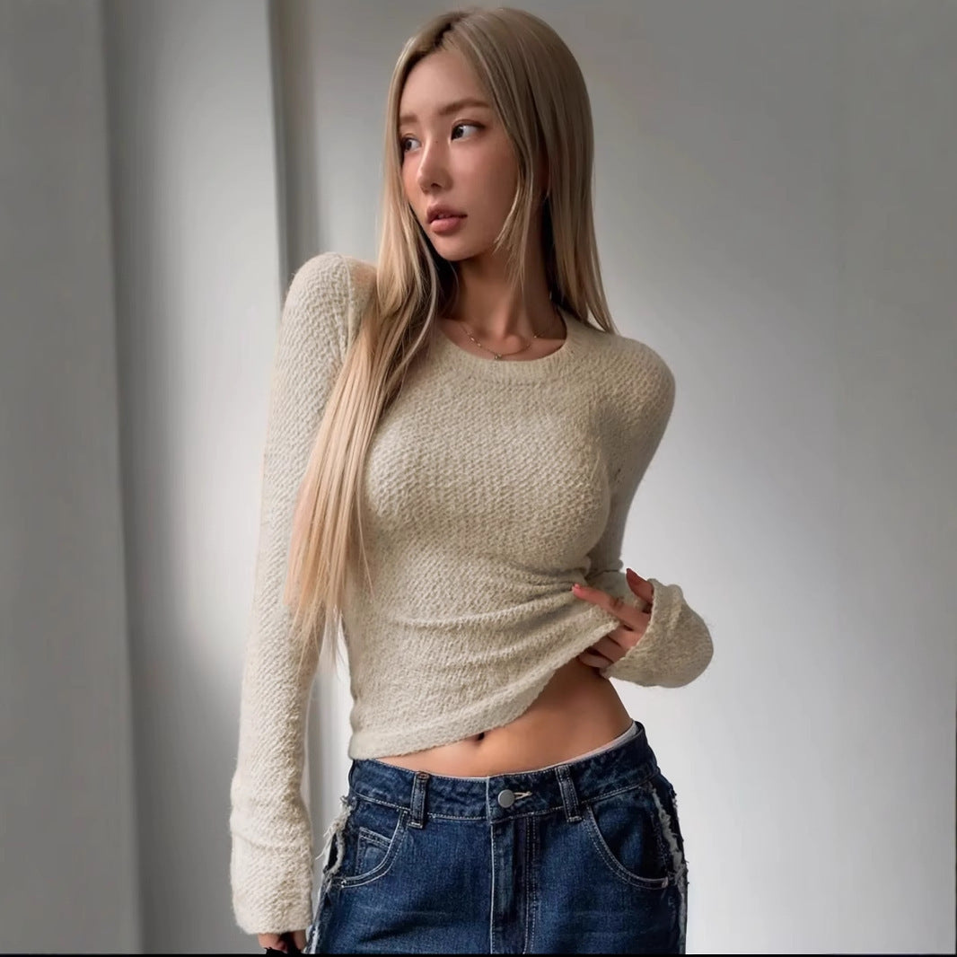 Kvinnors långärmad topp med texturerat mönster och avslappnad passform Mirla-Eva Jonsson