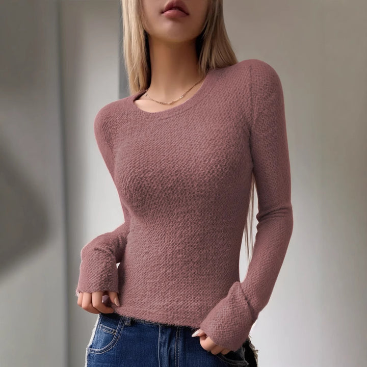 Kvinnors långärmad topp med texturerat mönster och avslappnad passform Mirla-Eva Jonsson