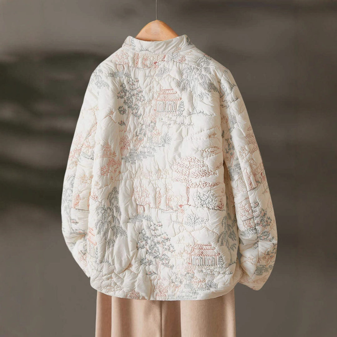 Kvinnors lätt vadderad jacka med eleganta broderier Mirla-Eva Jonsson