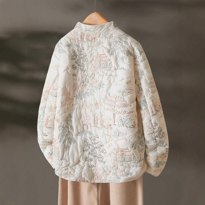 Kvinnors lätt vadderad jacka med eleganta broderier Mirla-Eva Jonsson