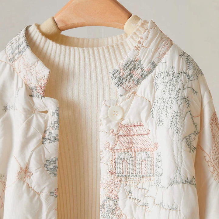Kvinnors lätt vadderad jacka med eleganta broderier Mirla-Eva Jonsson