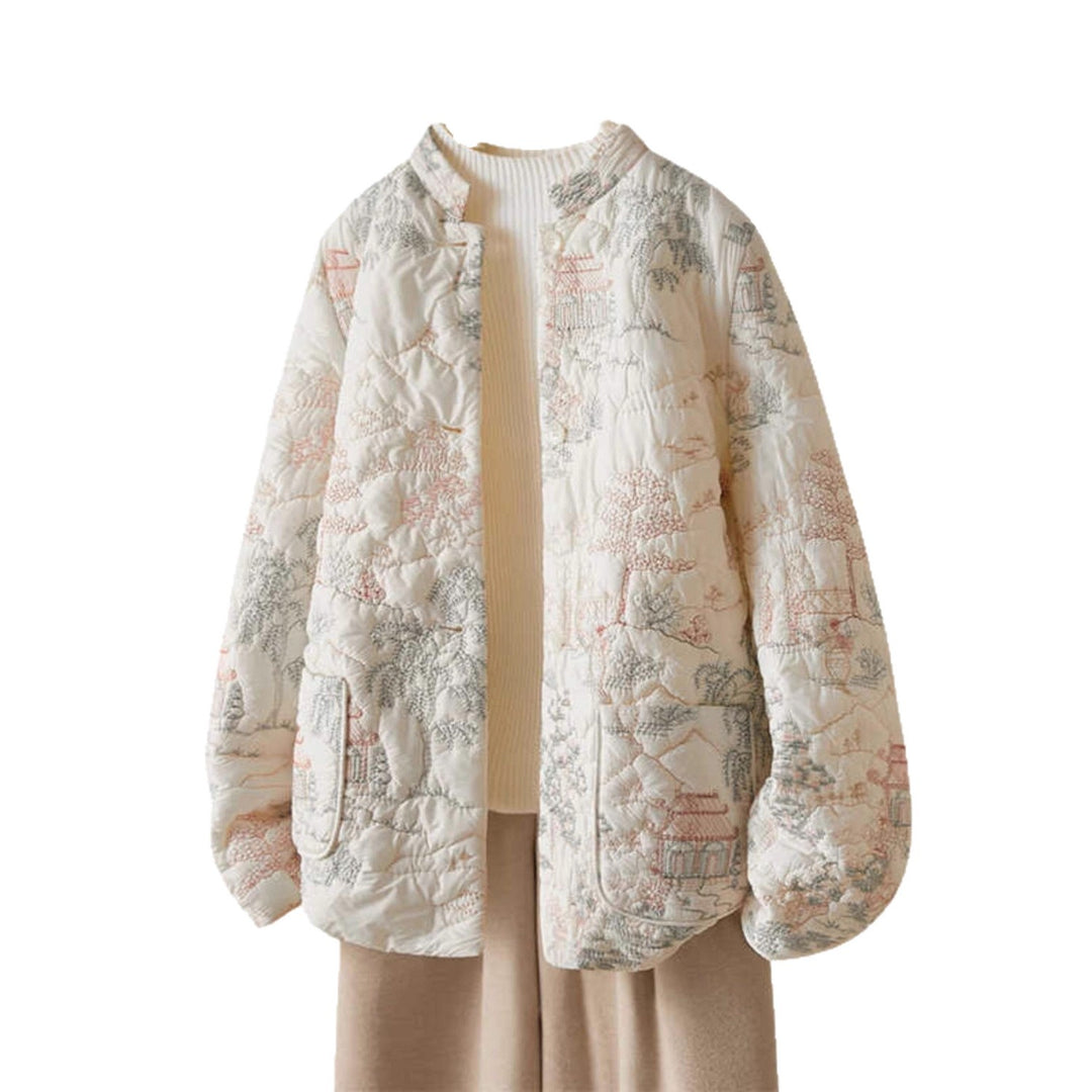 Kvinnors lätt vadderad jacka med eleganta broderier Mirla-Eva Jonsson