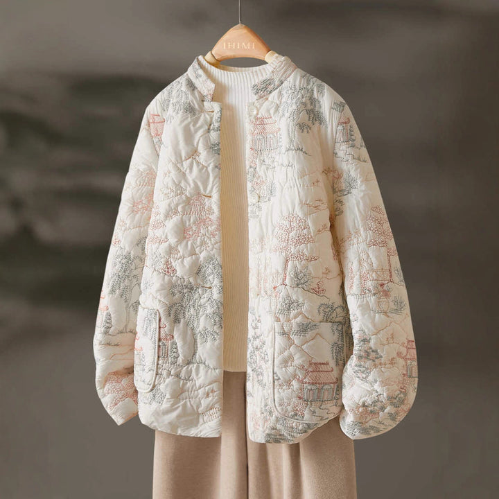 Kvinnors lätt vadderad jacka med eleganta broderier Mirla-Eva Jonsson