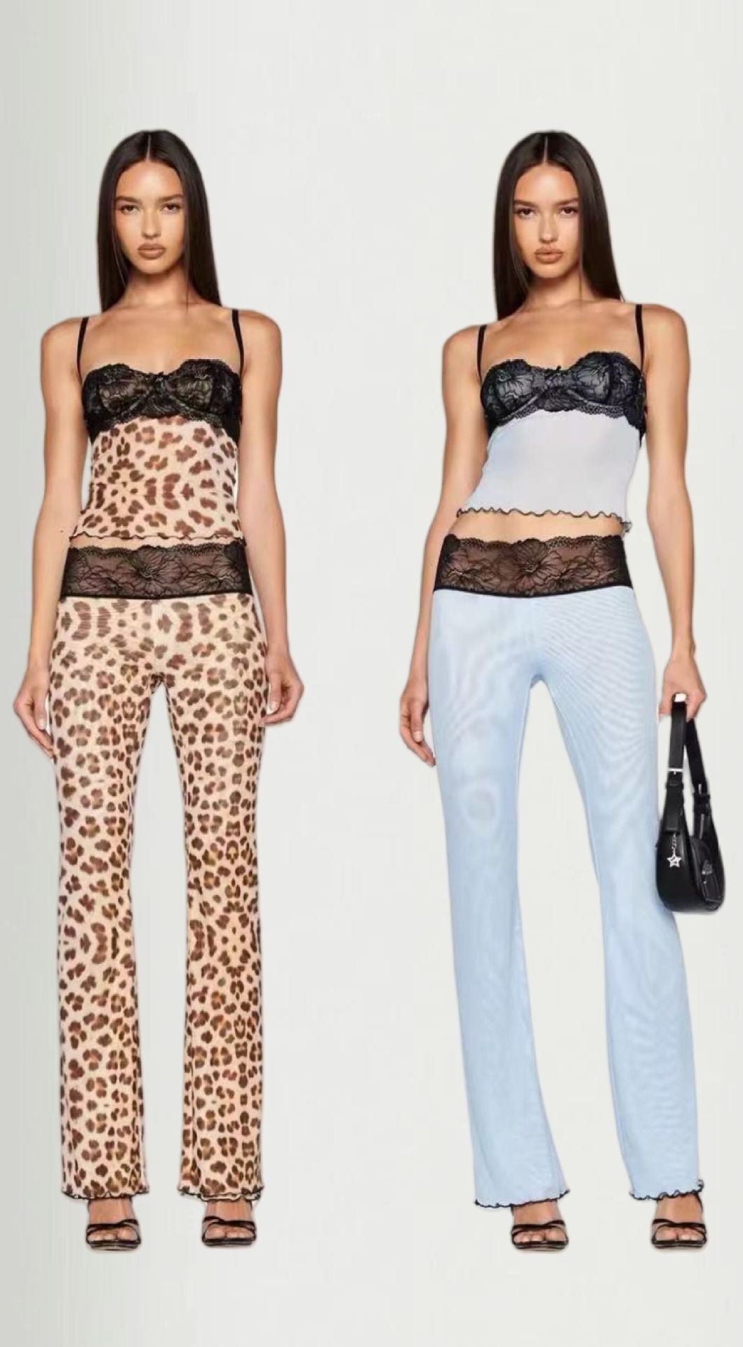 Kvinnors leggings med elegant spetsmidja och trendigt djurmönster Mirla-Eva Jonsson