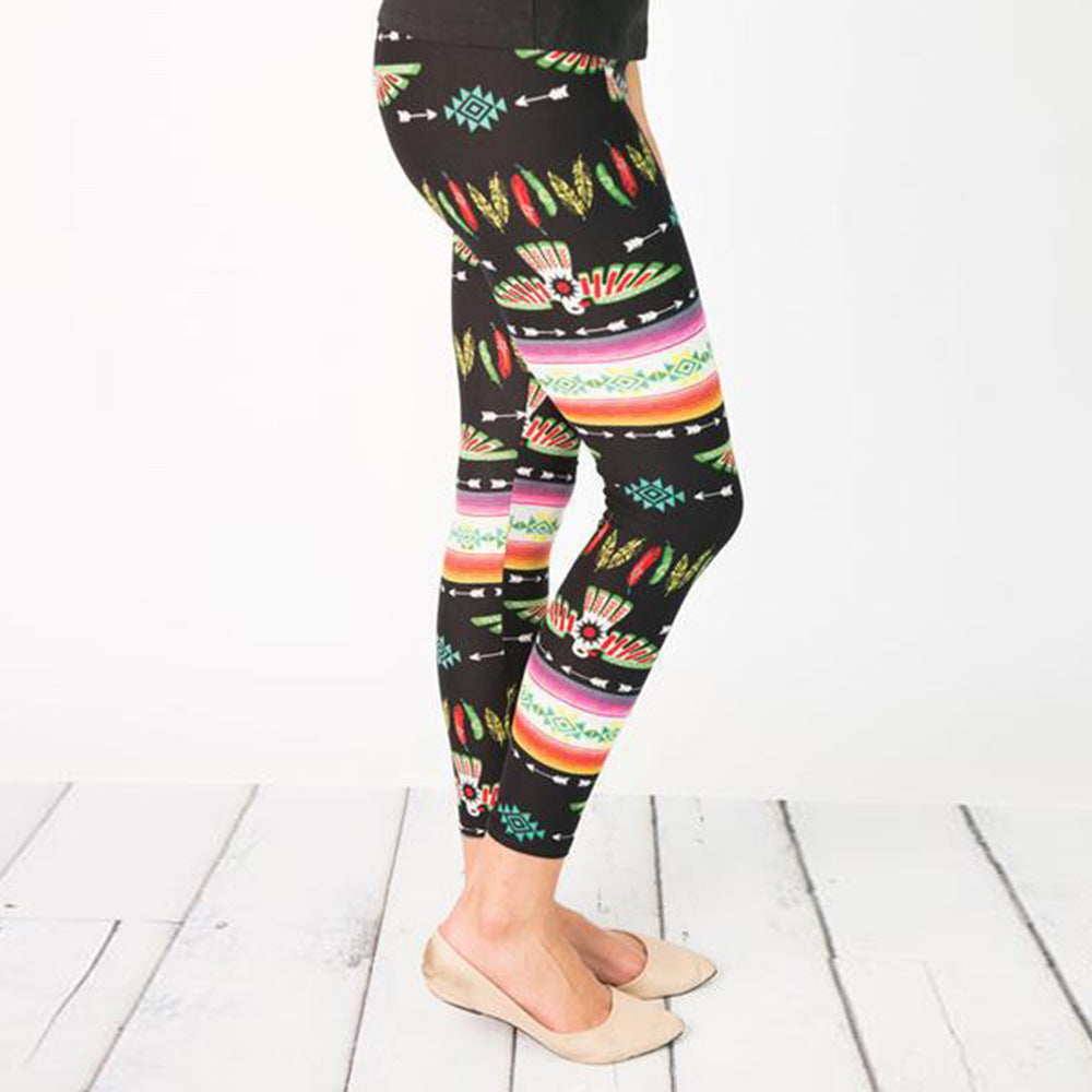 Kvinnors leggings med färgglad etnisk mönster och elastisk midja Mirla-Eva Jonsson