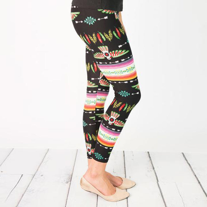 Kvinnors leggings med färgglad etnisk mönster och elastisk midja Mirla-Eva Jonsson
