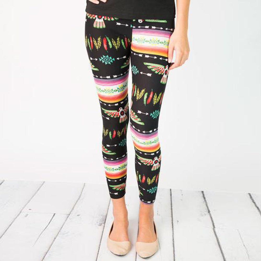 Kvinnors leggings med färgglad etnisk mönster och elastisk midja Mirla-Eva Jonsson