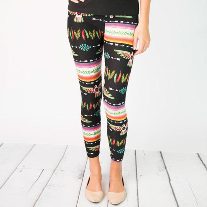 Kvinnors leggings med färgglad etnisk mönster och elastisk midja Mirla-Eva Jonsson