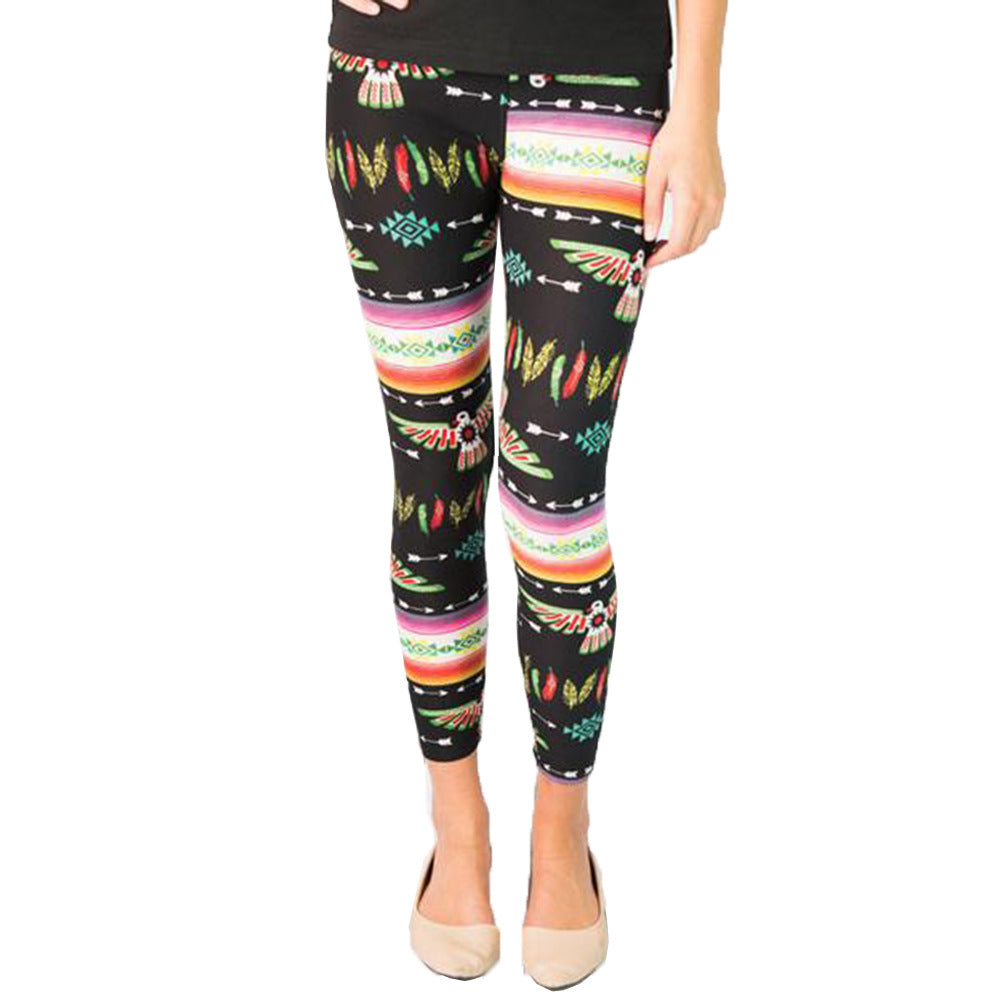 Kvinnors leggings med färgglad etnisk mönster och elastisk midja Mirla-Eva Jonsson