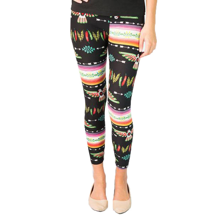 Kvinnors leggings med färgglad etnisk mönster och elastisk midja Mirla-Eva Jonsson