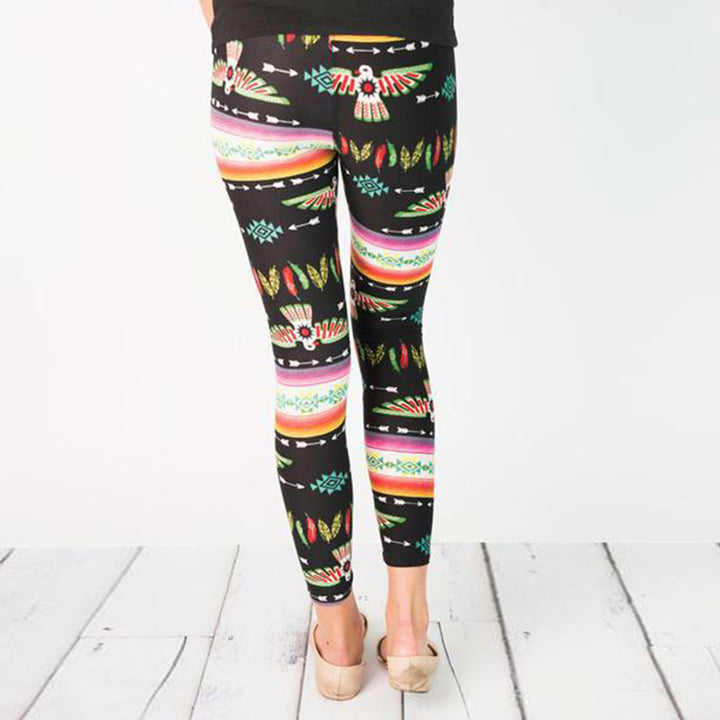 Kvinnors leggings med färgglad etnisk mönster och elastisk midja Mirla-Eva Jonsson