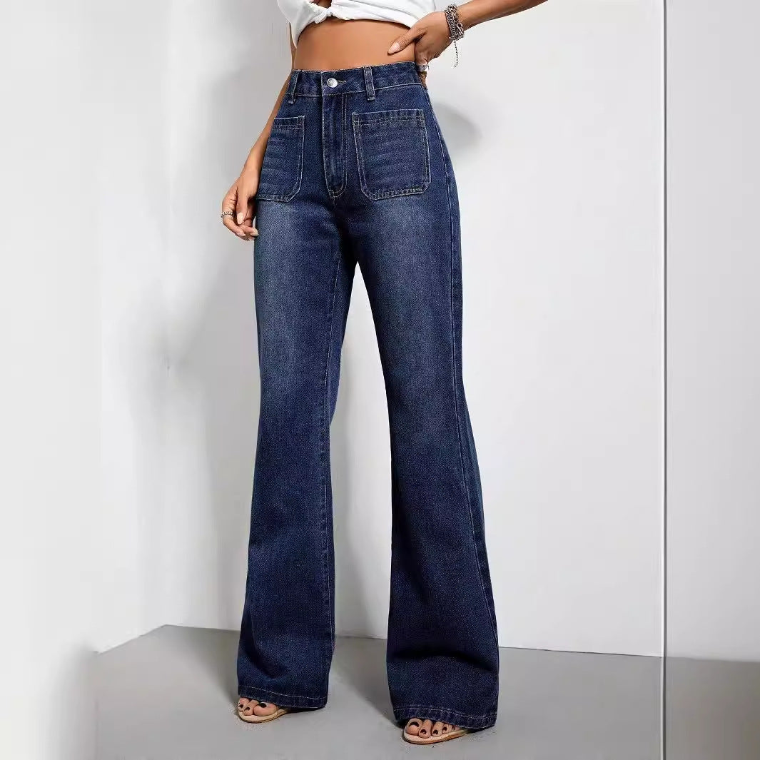 Kvinnors lösa högmidjade jeans med sidfickor och avslappnad passform Mirla-Eva Jonsson