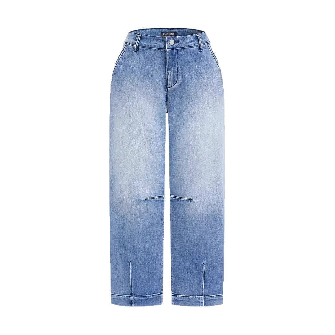 Kvinnors lösa jeans med stilren cropped passform och hög midja-Eva Jonsson