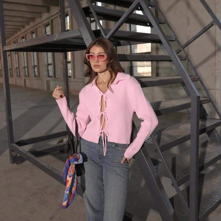 Kvinnors lösa stickade topp med trendiga dragsnören och vida ärmar Mirla-Eva Jonsson