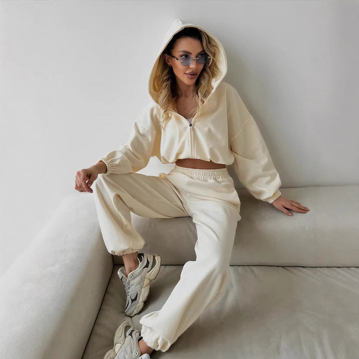 Kvinnors loungewear-dräkt med lös passform och huva Mirla-Eva Jonsson